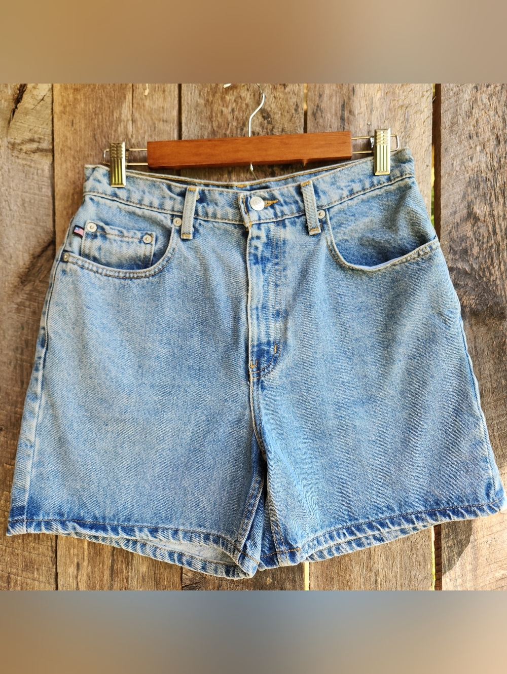 Vintage Polo Jeans Co Ralph Lauren RL Women's Classic Denim Shorts Red Flag Logo